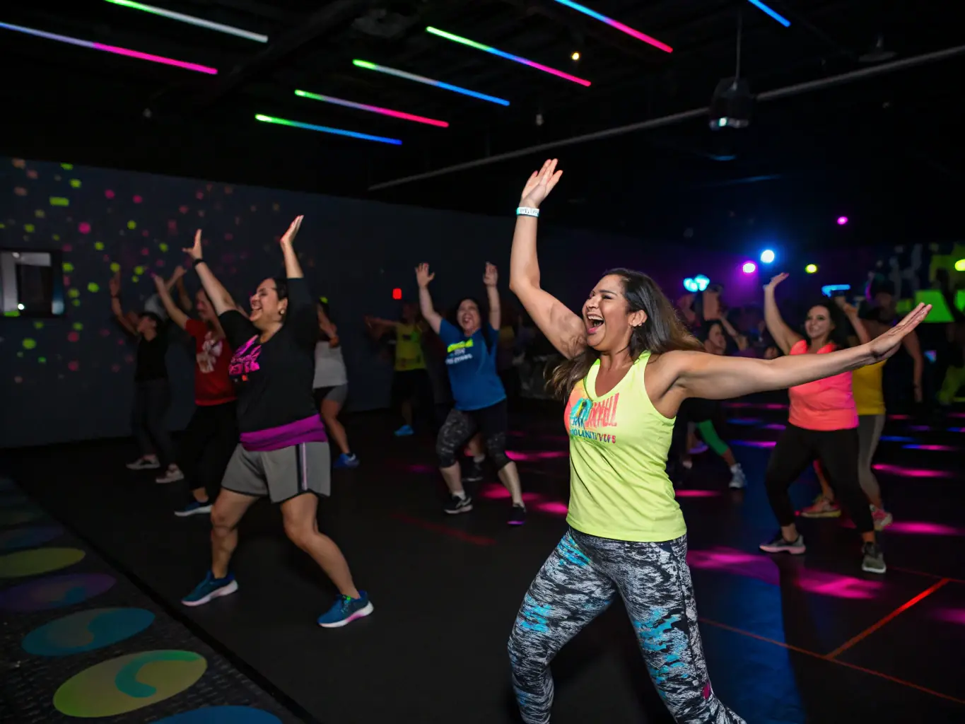 A dynamic image of a group participating in a Zumba class at MJC, highlighting the energy and fitness benefits of the activity.